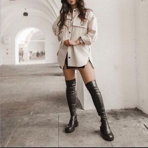 Zara Over The Knee Brown Flat Boots Size 7 5